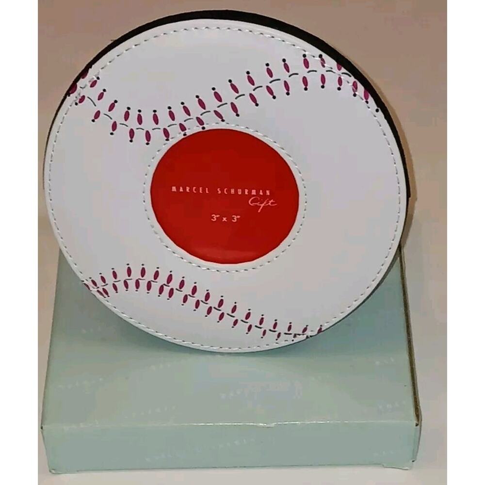 Marcel Schurman Round Baseball Stitched Style Picture Frame (3×3) New